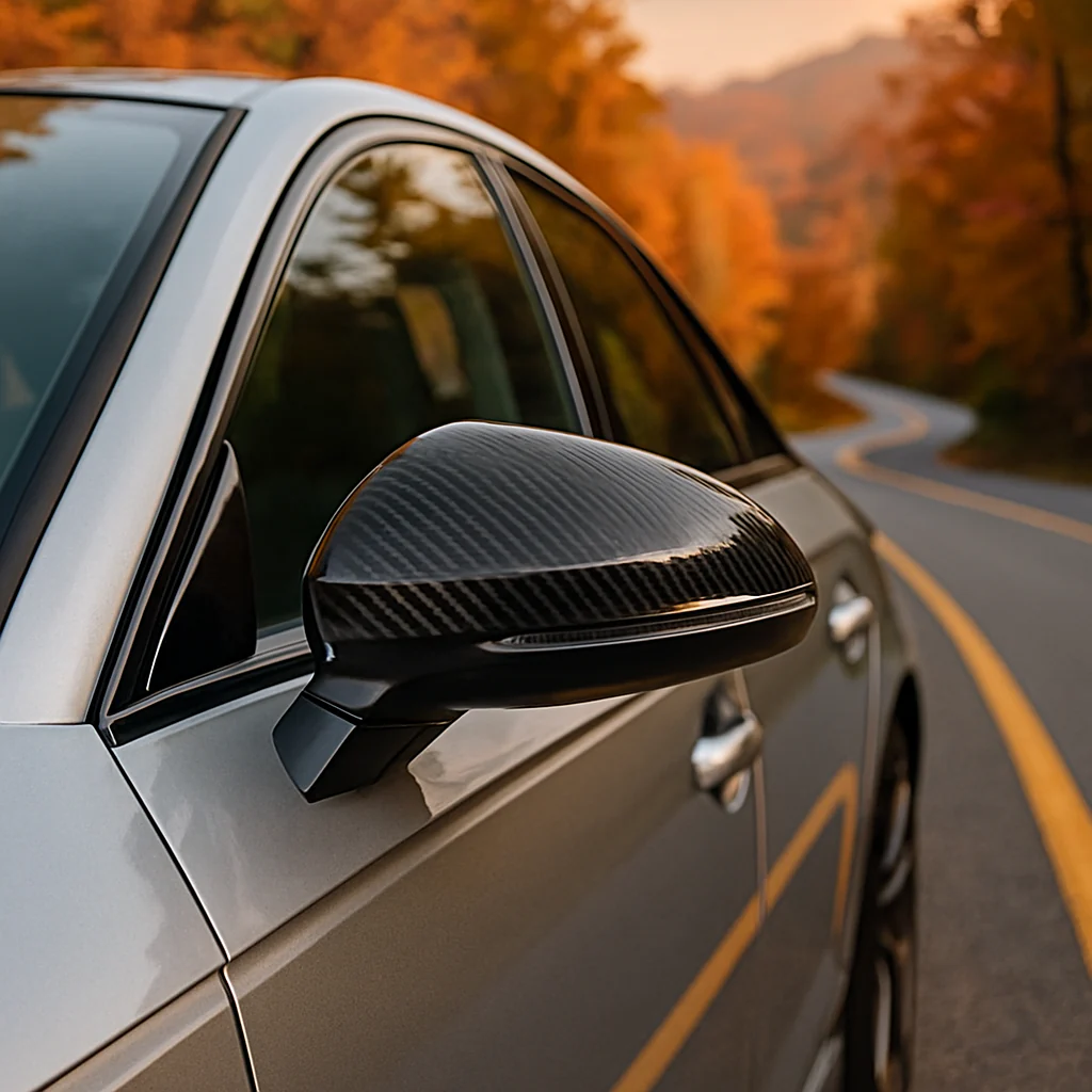 Gloss Carbon Fiber Mirror Caps for Audi Models - Image 59