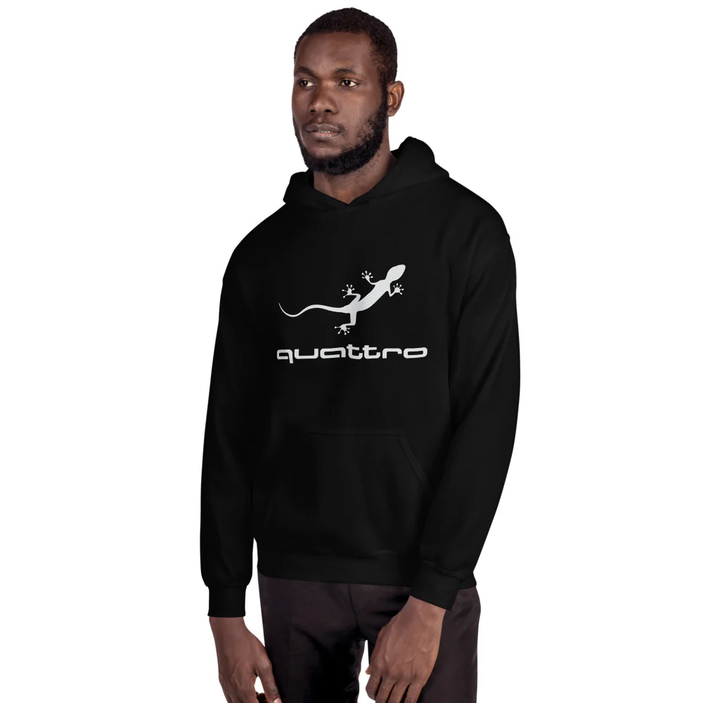Quattro Gecko Unisex Hoodie (White Logo) - Image 3